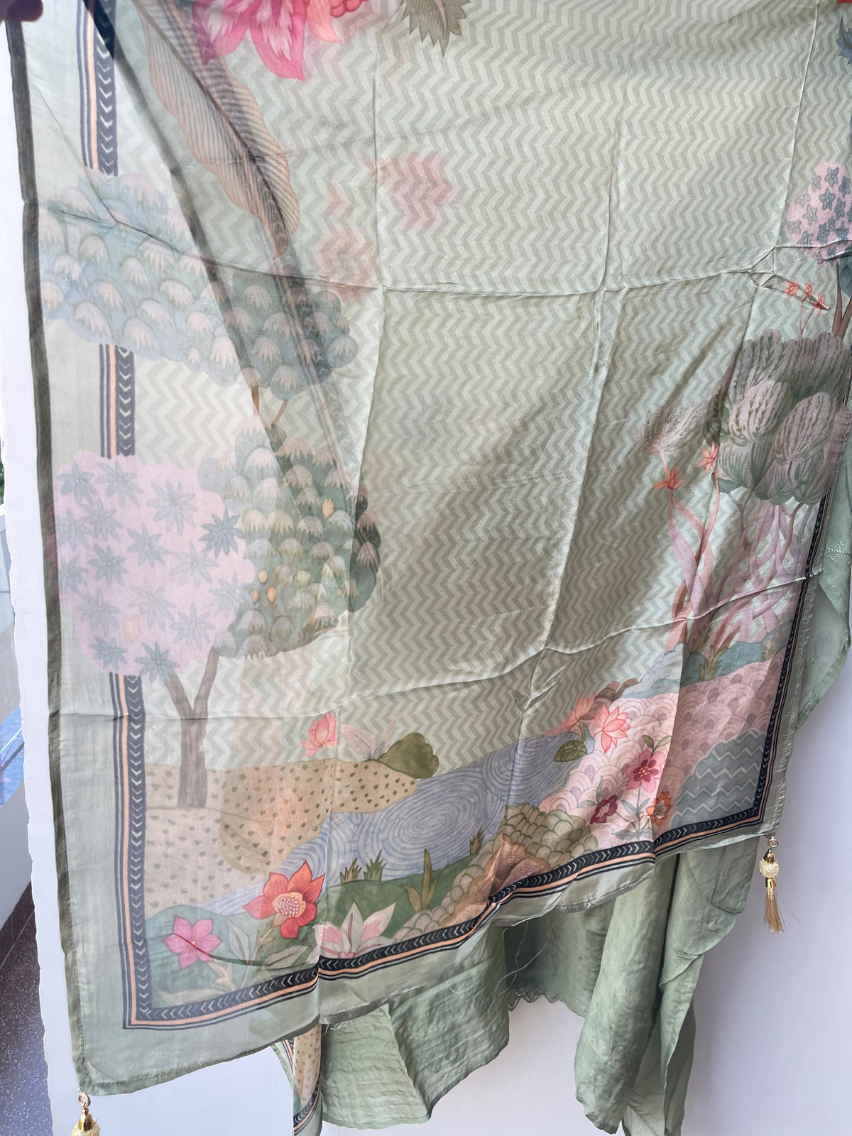 Luxury Organza Tuile Designer 3 Pcs Unstitched Suit Set