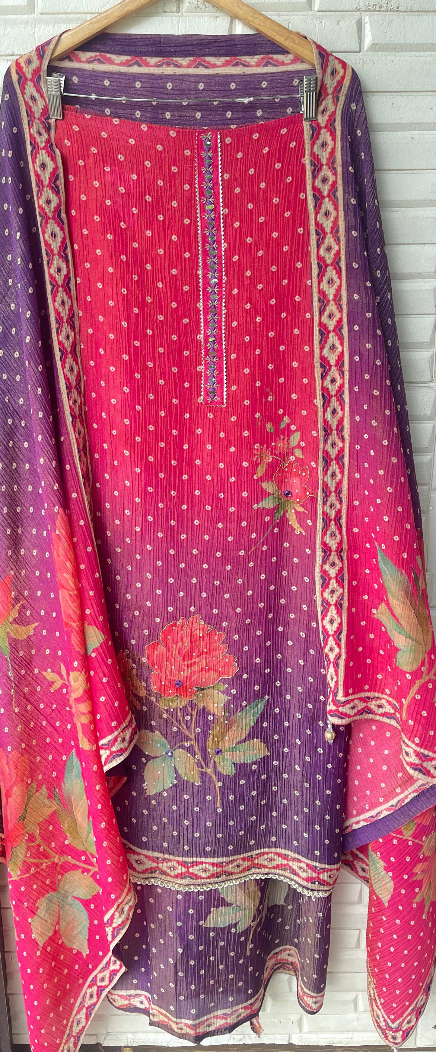 Crushed shimmer tissue unstitched ladies suit Rc17777 (a)