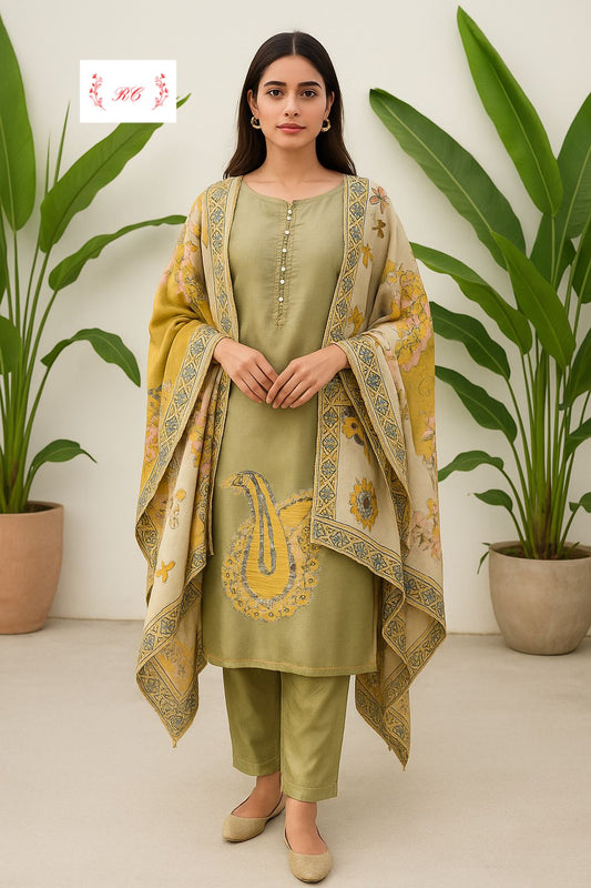 Shimmer silk unstitched ladies suit Rc17478