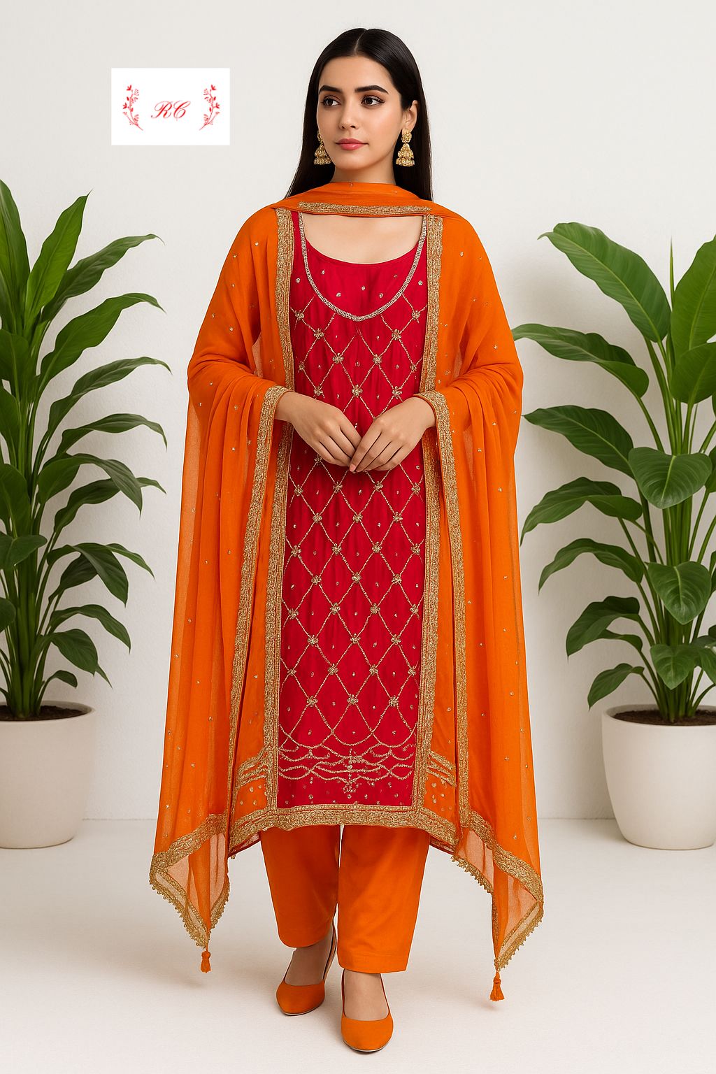 Organza unstitched ladies suit Rc17496