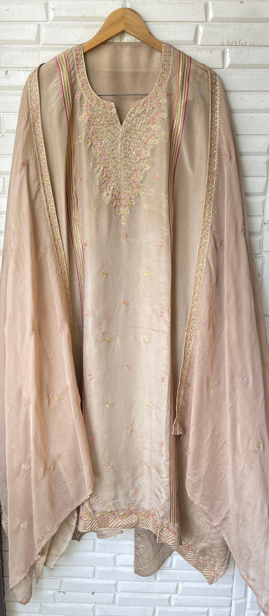 Shimmer silk unstitched ladies suit Rc17798