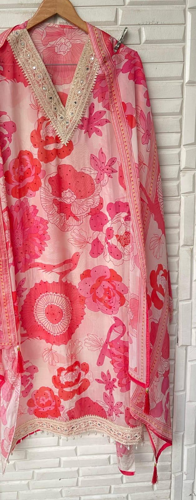 Organza unstitched ladies suit Rc16859