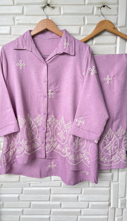 Cotton linen readymade ladies coord set Rc17337 (b)