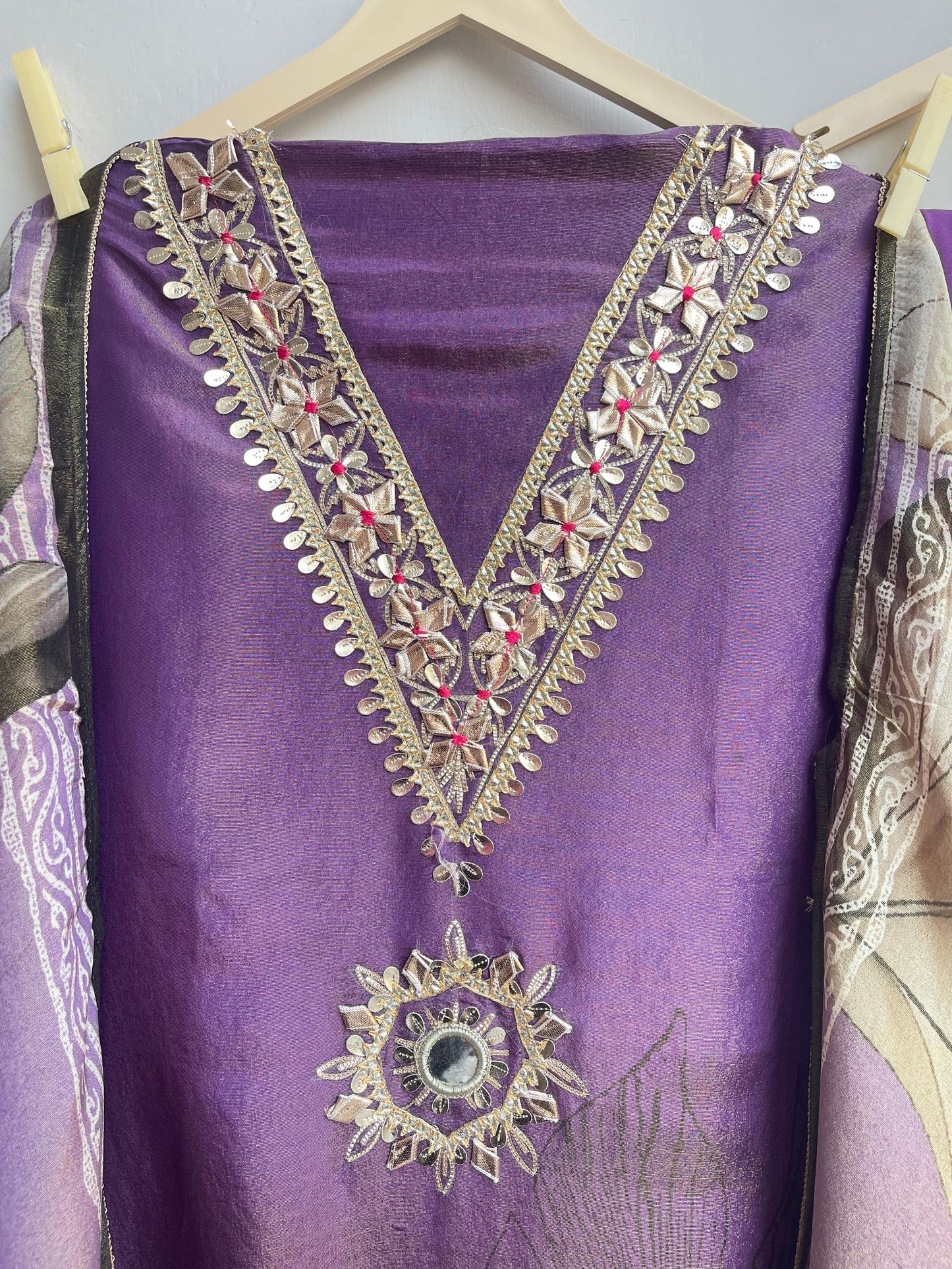Shimmer silk unstitched ladies suit Rc17914