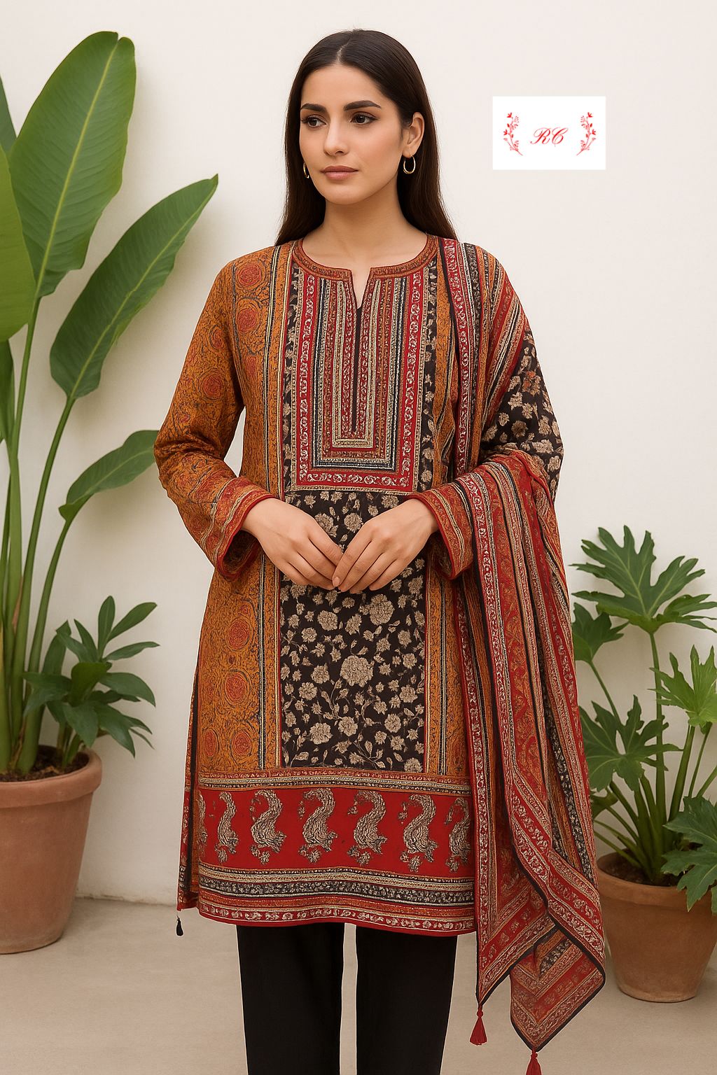 Crepe unstitched ladies suit Rc17517