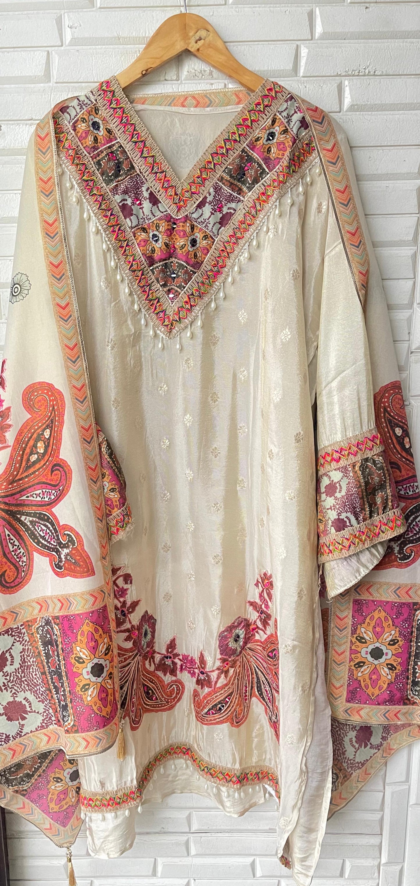 Banarasi shimmer silk unstitched ladies suit Rc17623