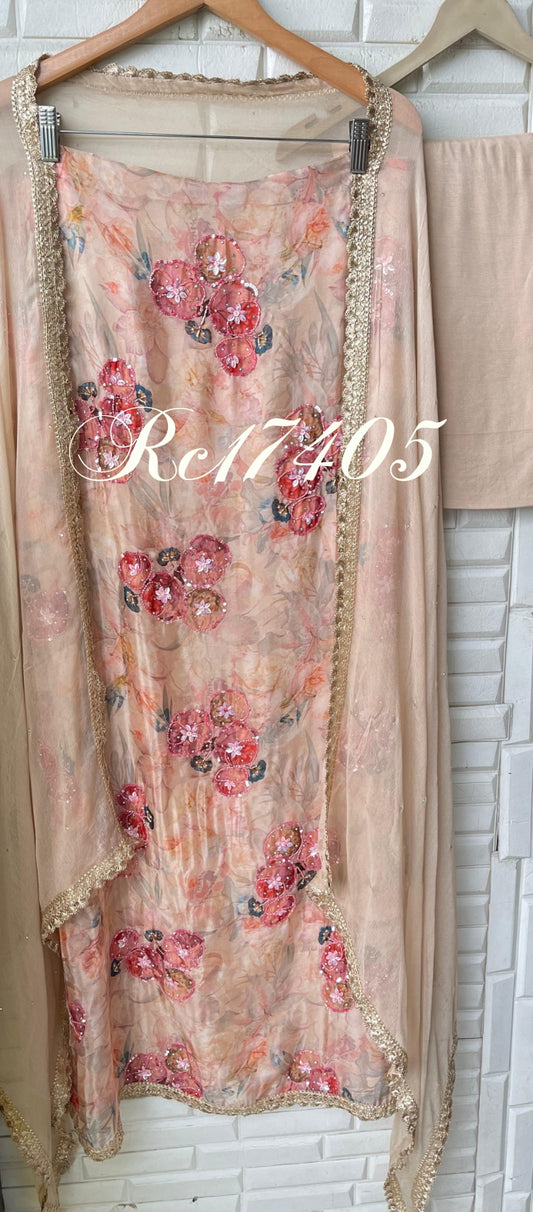 Organza unstitched ladies suit Rc17405