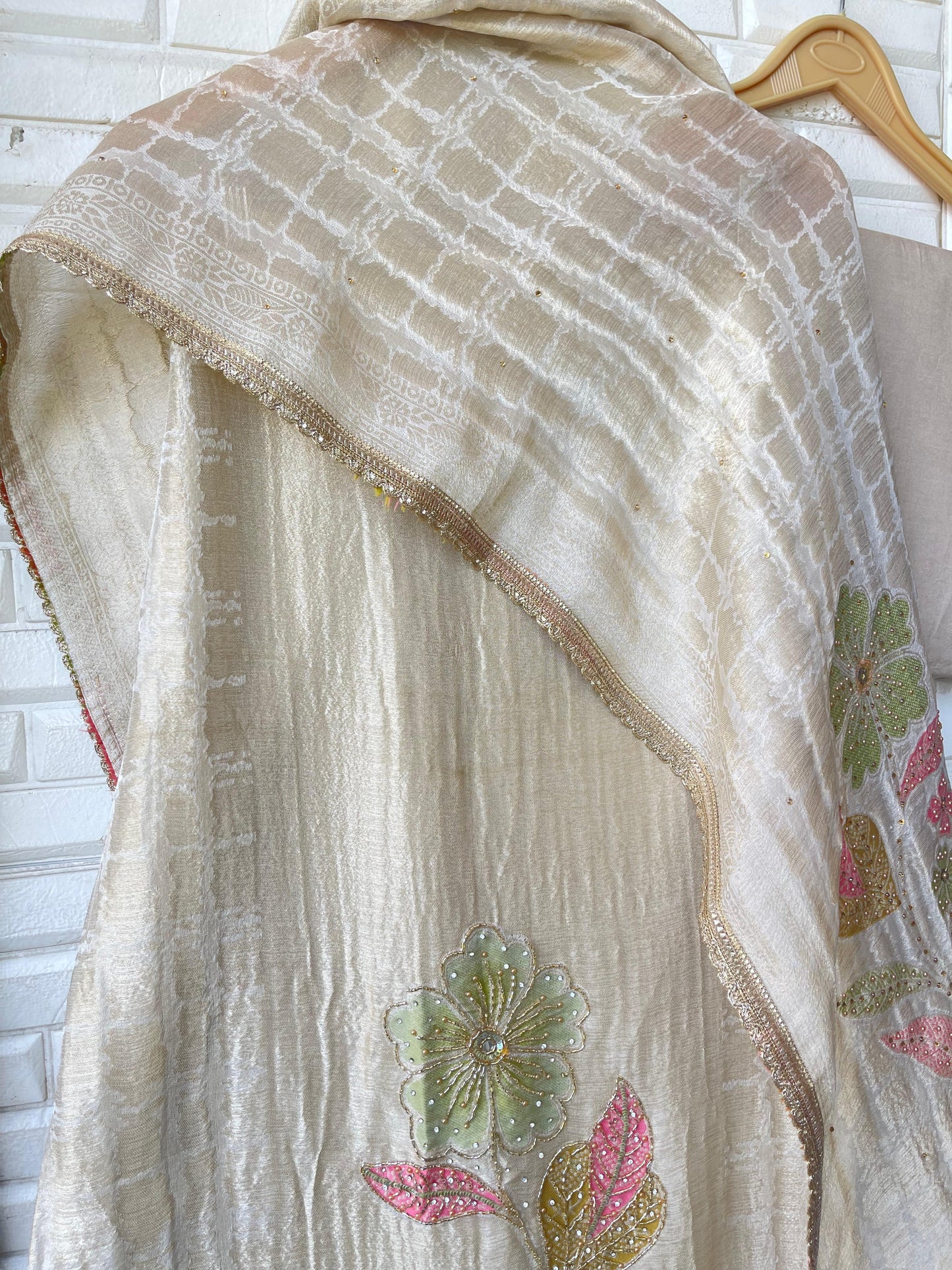 Crushed shimmer silk unstitched ladies suit Rc17805