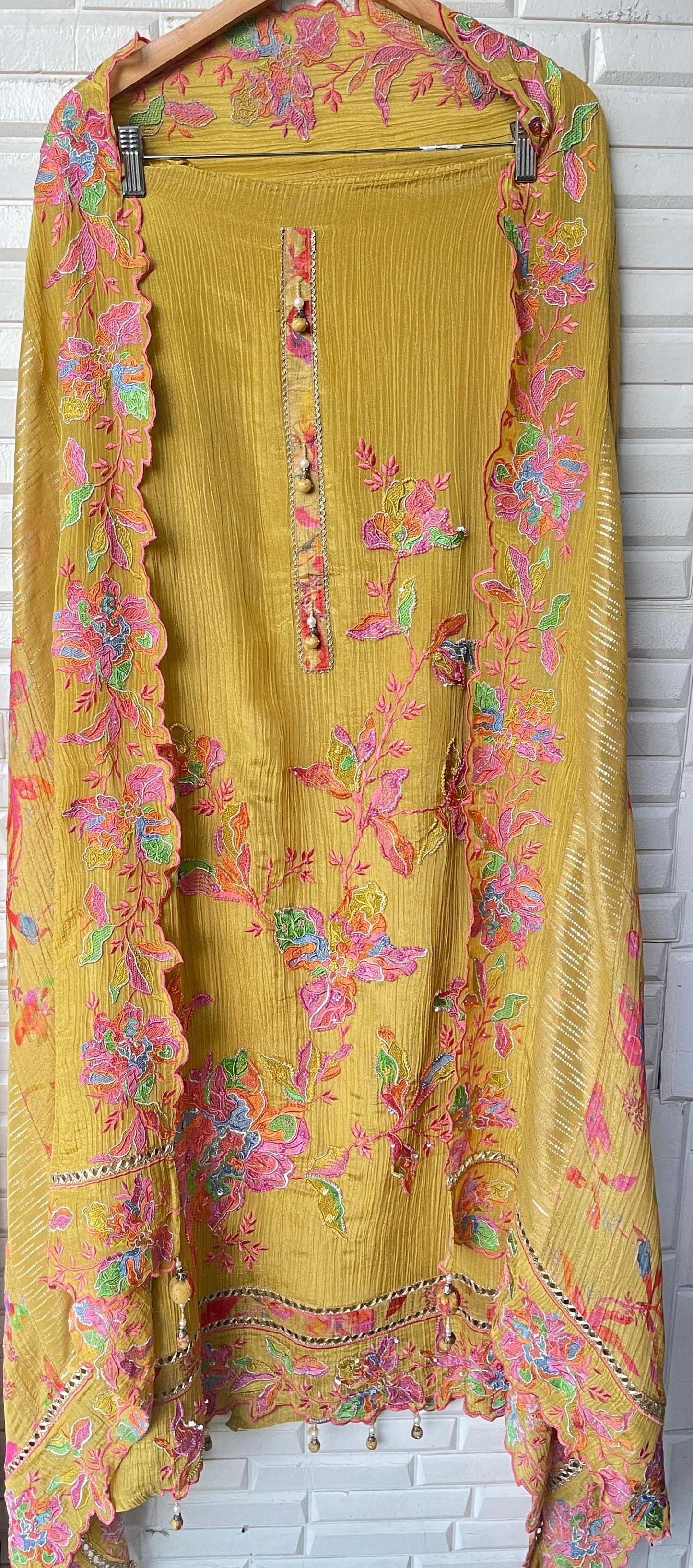 Pure crushed shimmer tissue silk unstitched ladies suit Rc17735