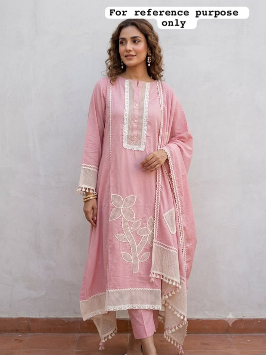 Mul chanderi applique work unstitched ladies suit Rc19172 (a)
