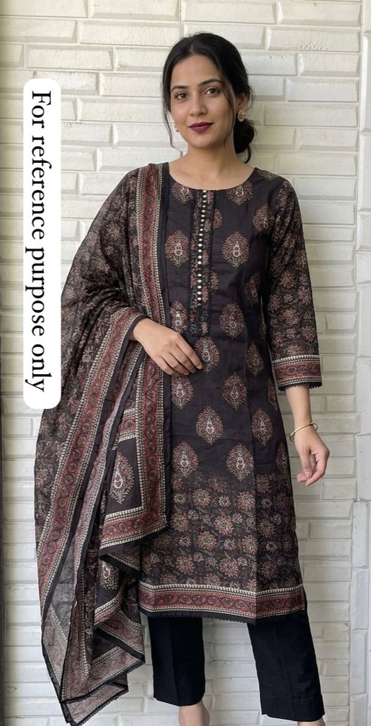 Mul cotton printed unstitched salwar suit with mirror-work embroidery – RoyalChicByPriti
