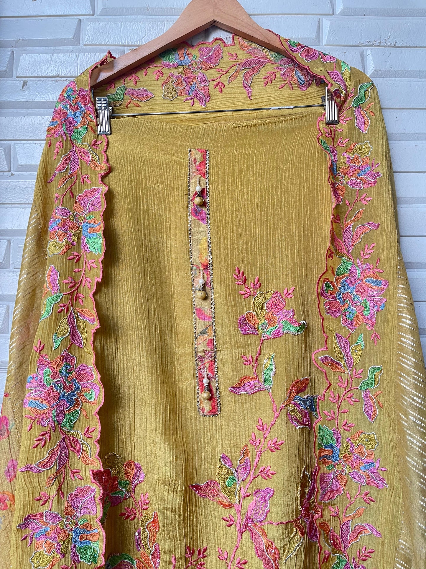 Pure crushed shimmer tissue silk unstitched ladies suit Rc17735