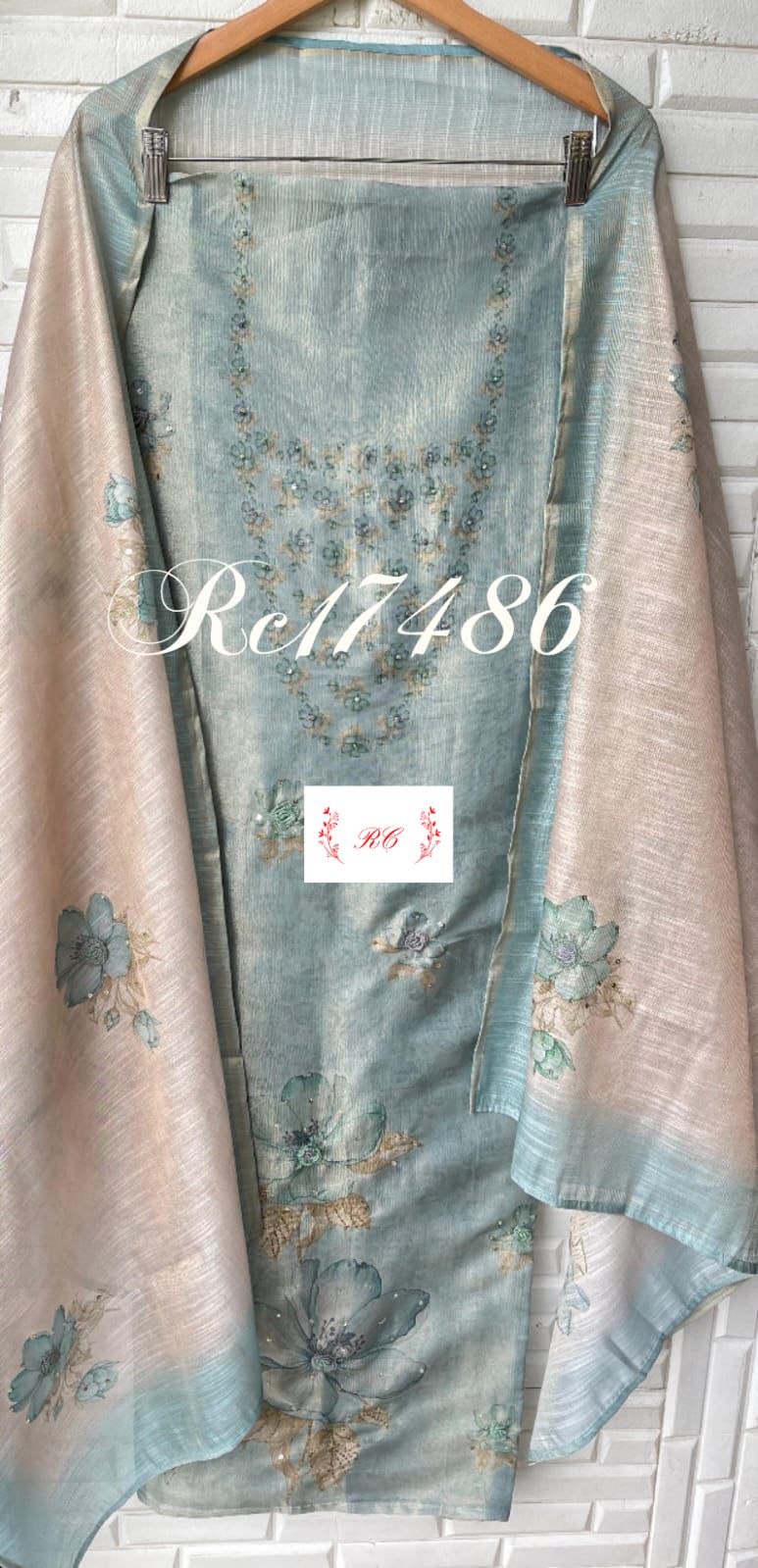 Self shimmer linen unstitched ladies suit Rc17486