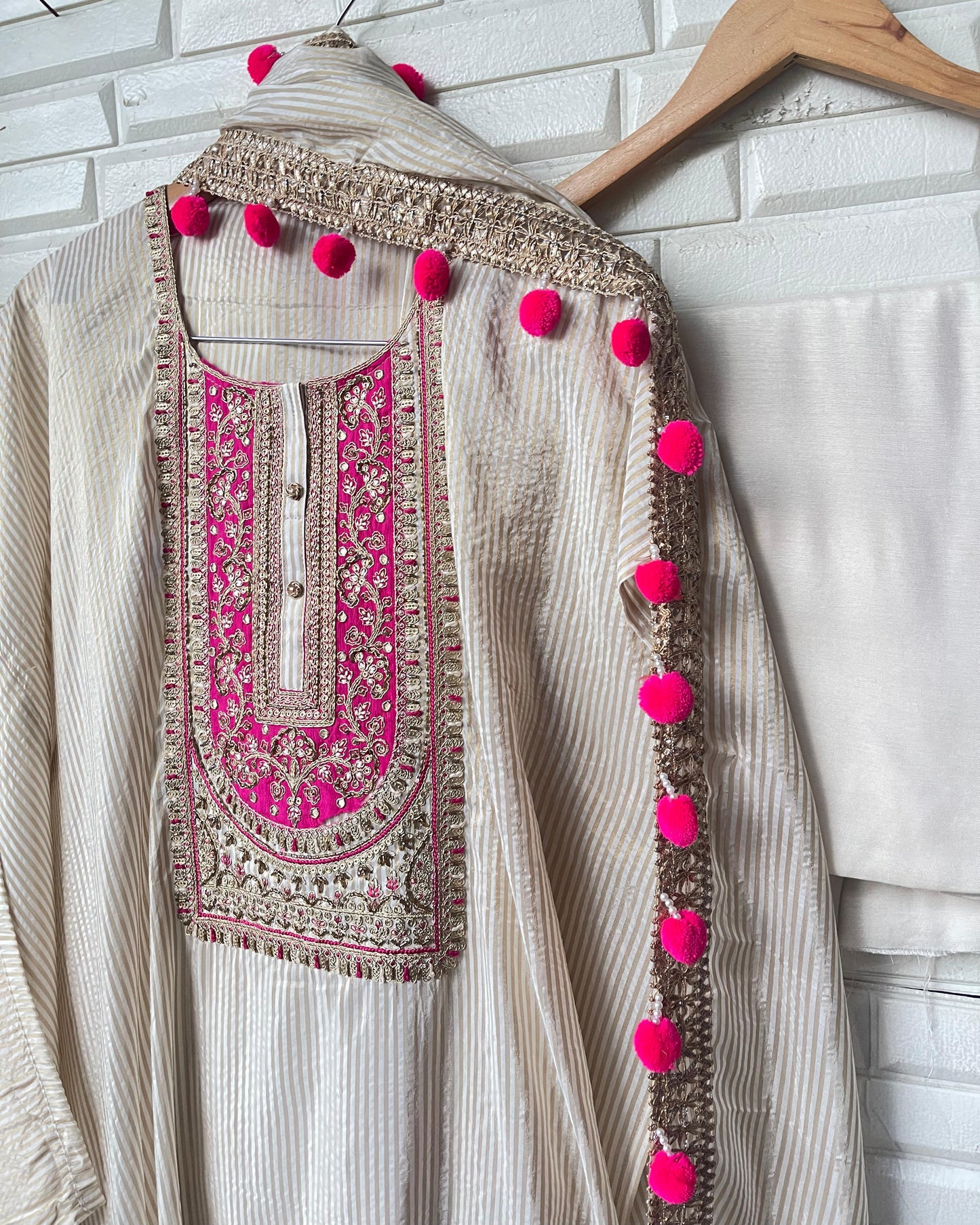 Banarasi shimmer silk unstitched ladies suit Rc17638