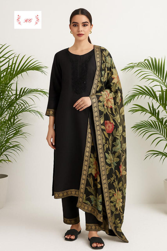 Muslin silk unstitched ladies suit Rc17471