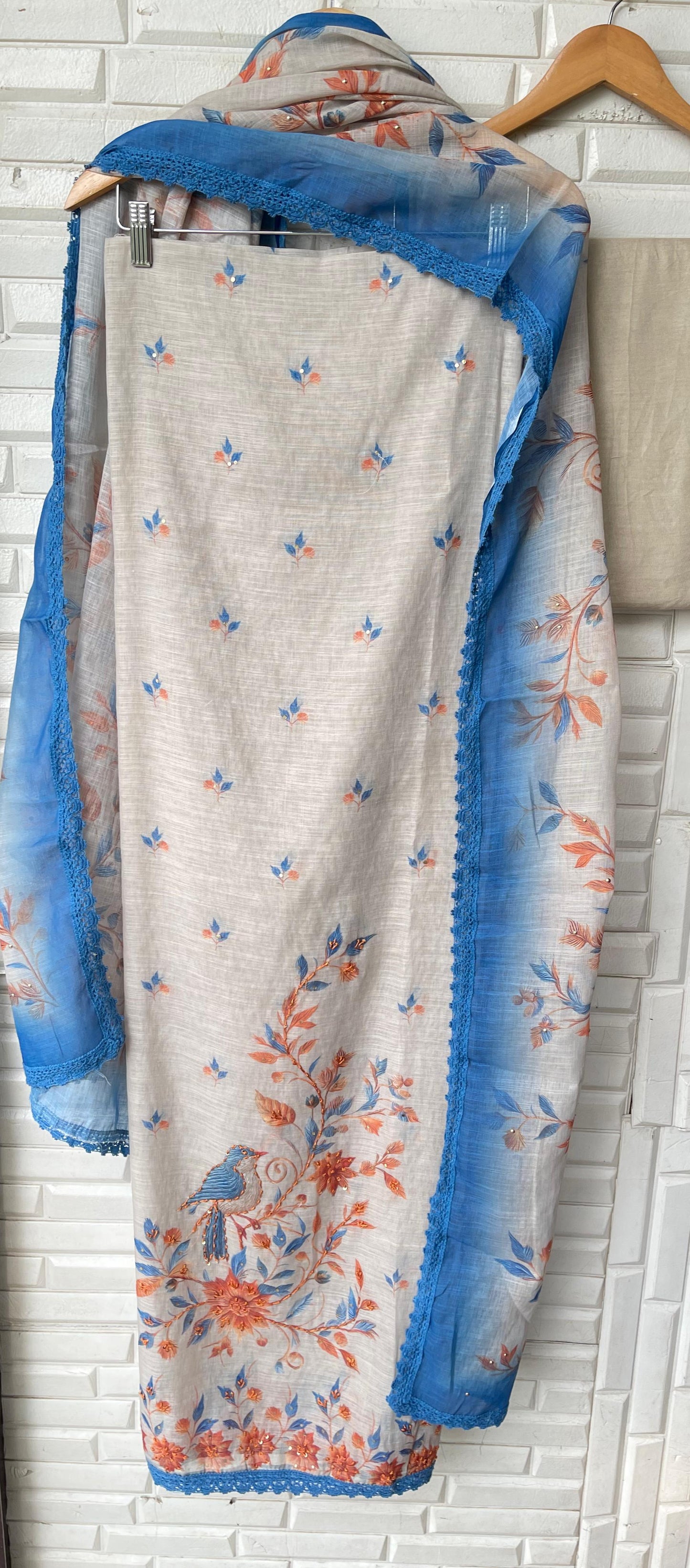 Cotton linen unstitched ladies suit Rc17599