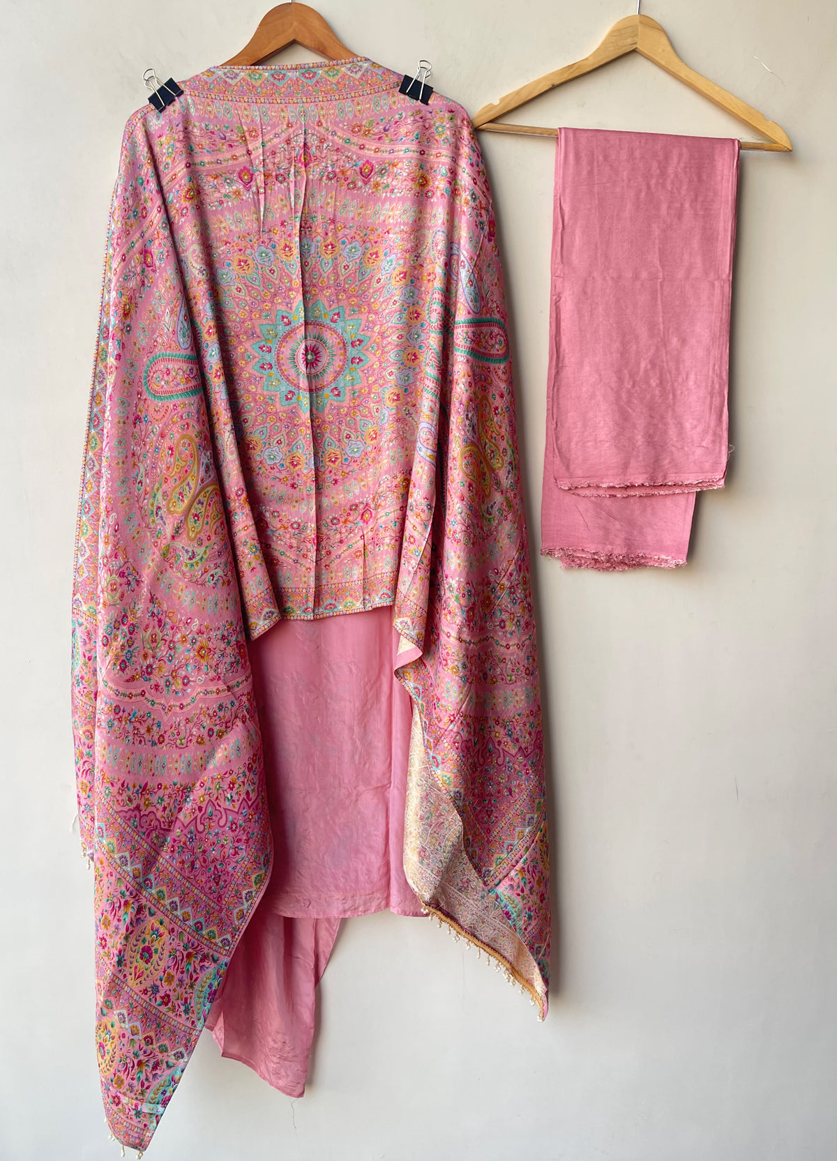 Premium Embroidered Crepe Satin Unstitched 3 Pcs Designer Suit Set