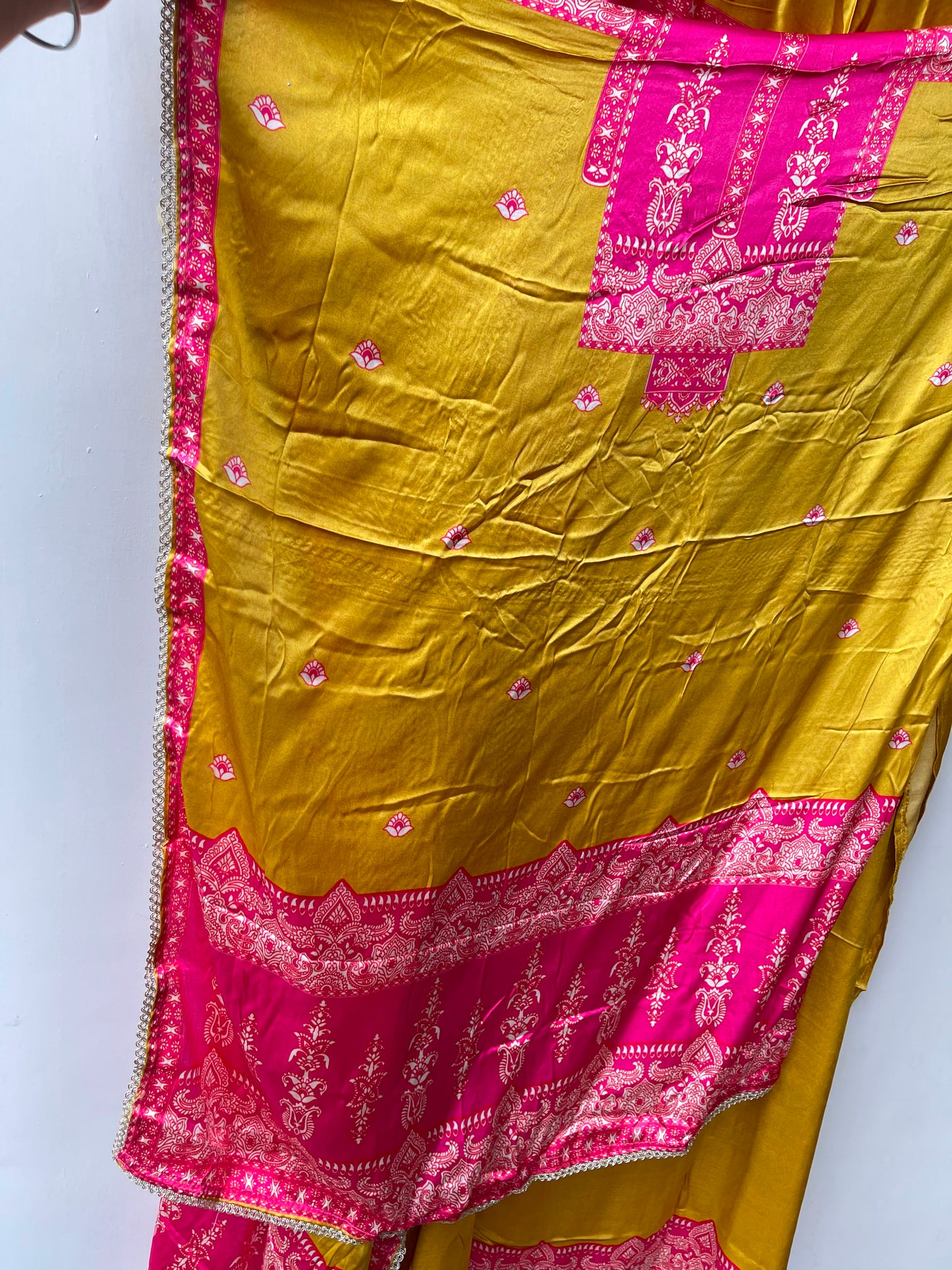 Gajji silk printed unstitched ladies suit Rc19210