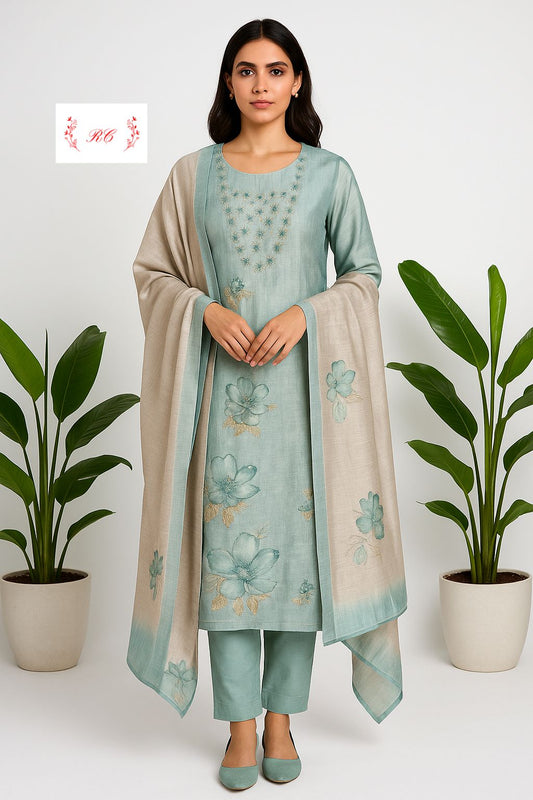 Self shimmer linen unstitched ladies suit Rc17486