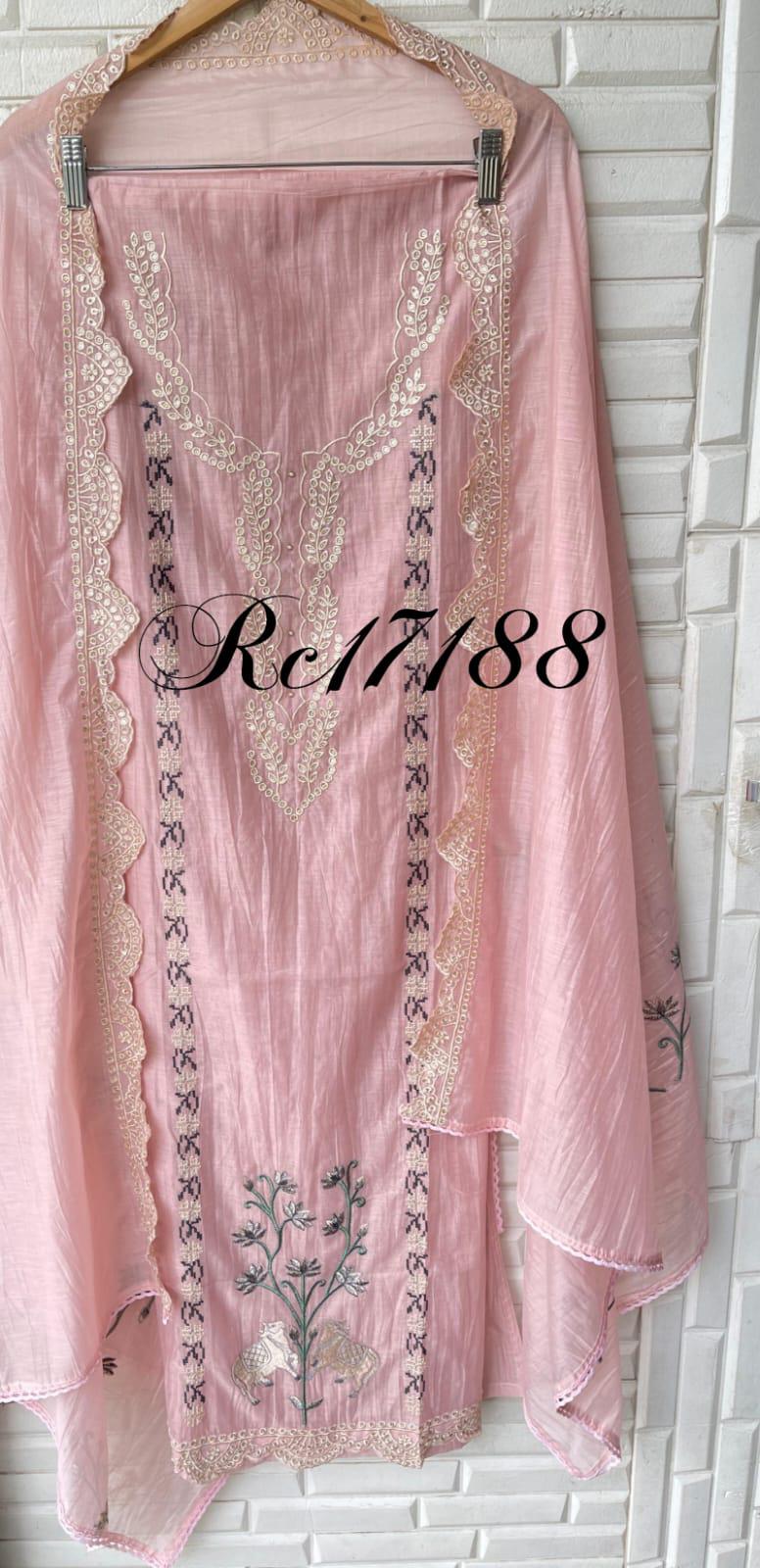 Mul chanderi unstitched ladies suit Rc17188