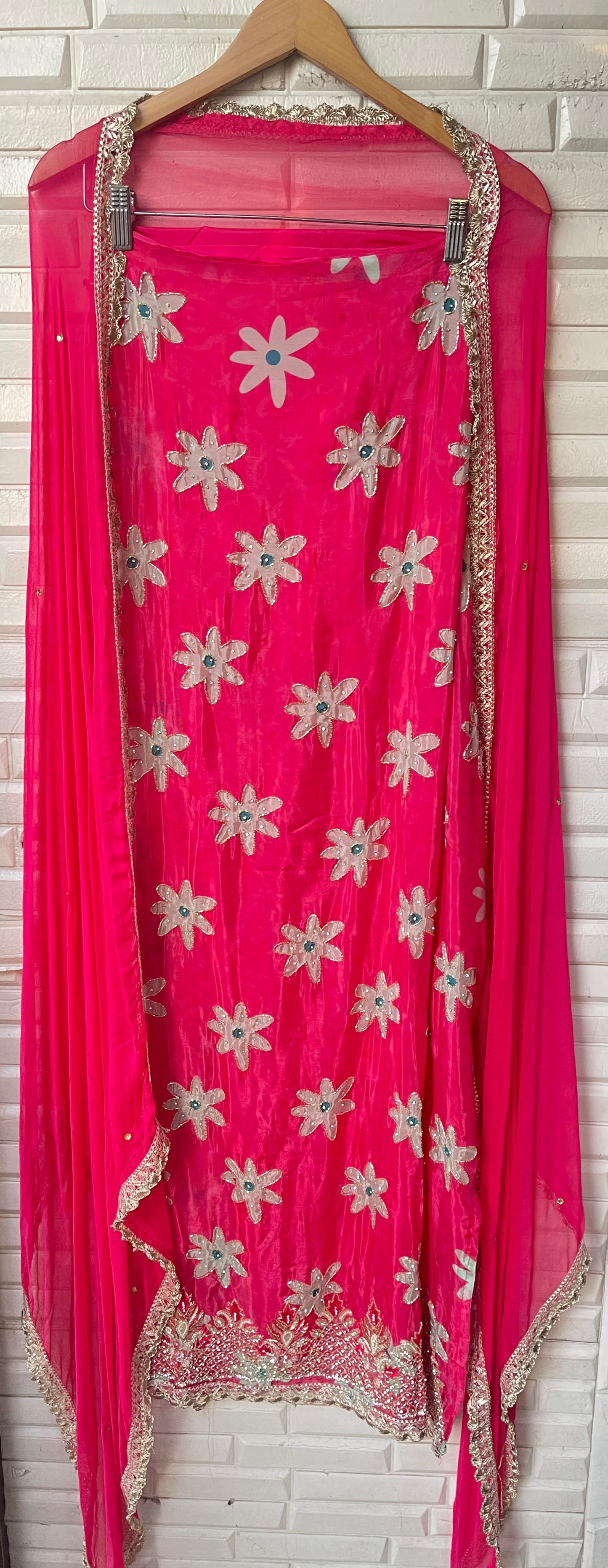 Glass organza unstitched ladies suit Rc17838