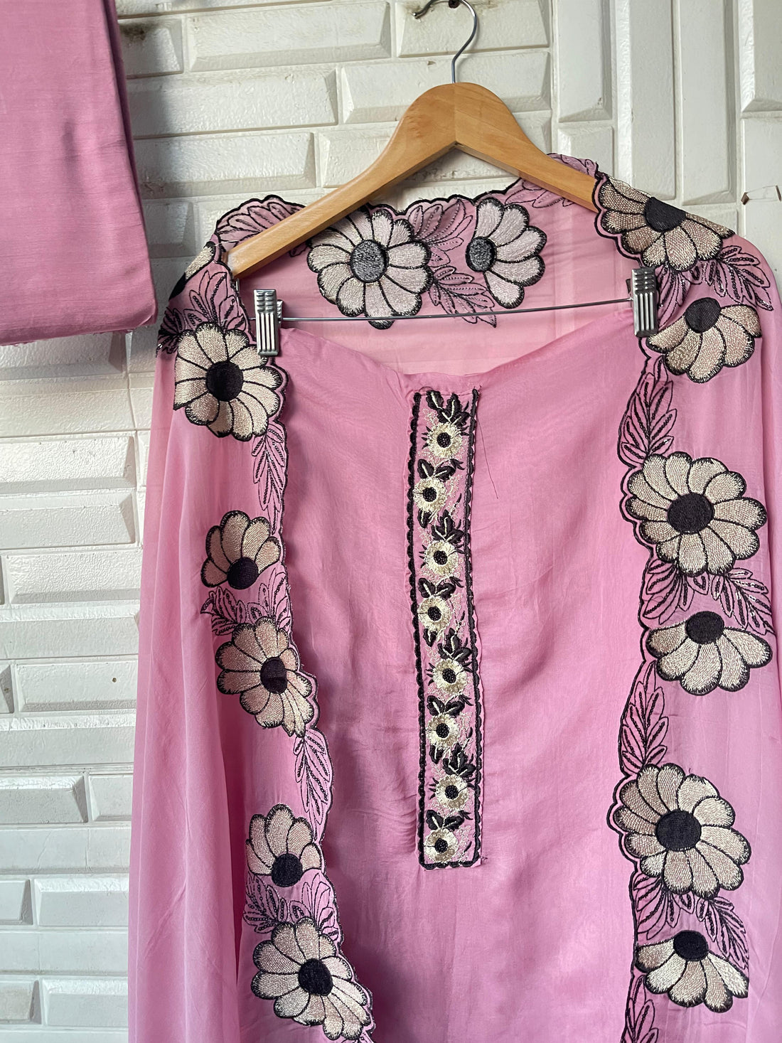 Mul Chanderi unstitched ladies suit styled with traditional drape