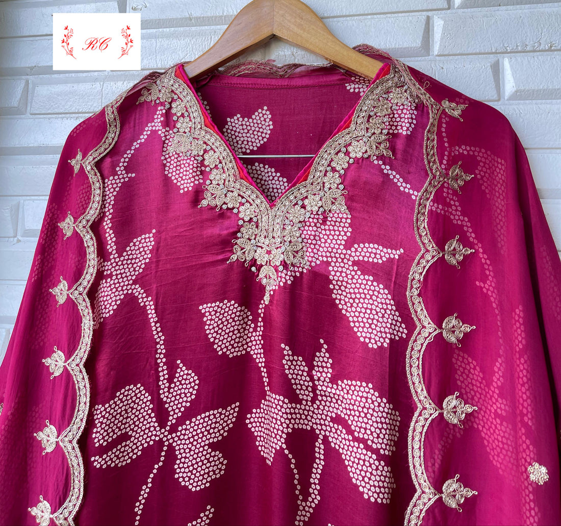Pure silk printed unstitched ladies suit fabric closeup