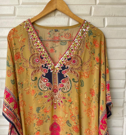 Crape Silk Ready to Wear Kaftan Set Rc 15522