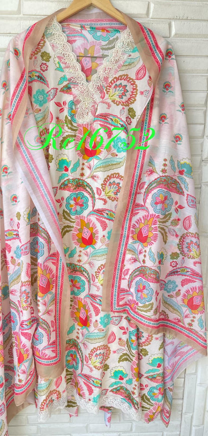 Cotton Unstitched Ladies Suit Rc16752