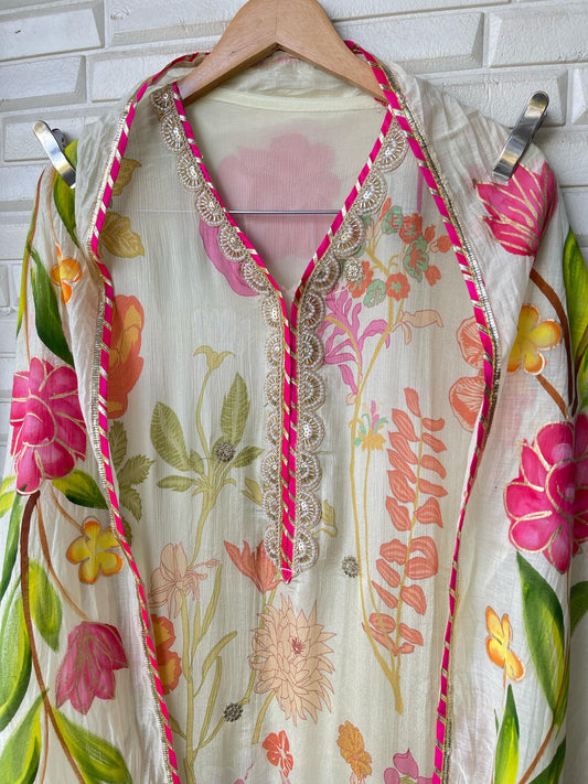 Shimmer Chinnon Unstitched Ladies Suit Rc16759