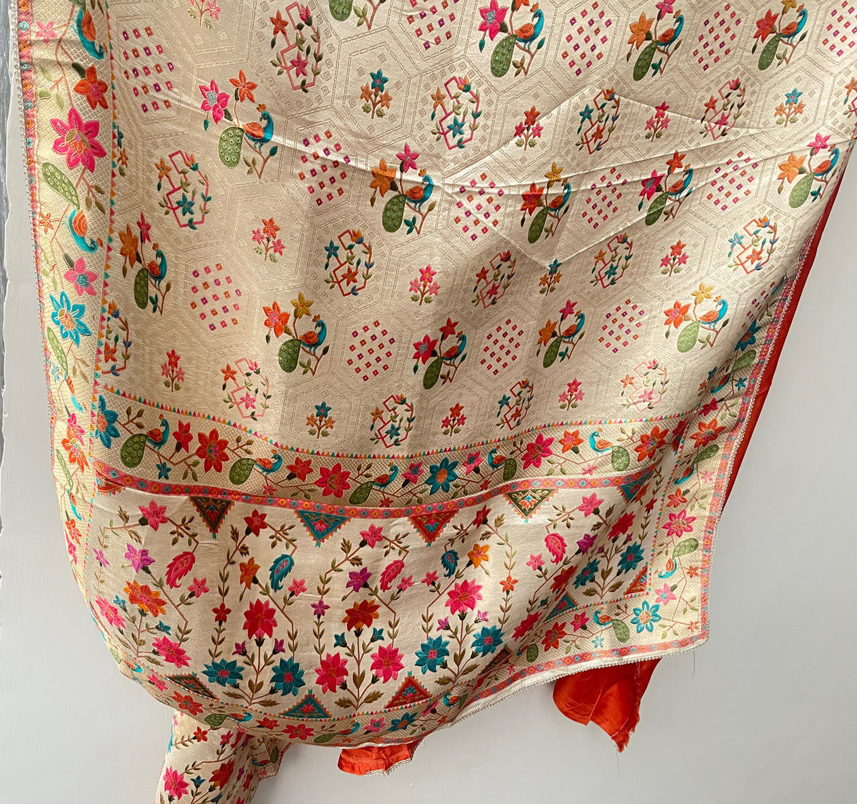 Pure Silk Unstitched Suit Set with Dabka Zari Embroidery & Banarasi Dupatta