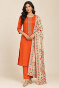 Pure Silk Unstitched Suit Set with Dabka Zari Embroidery & Banarasi Dupatta