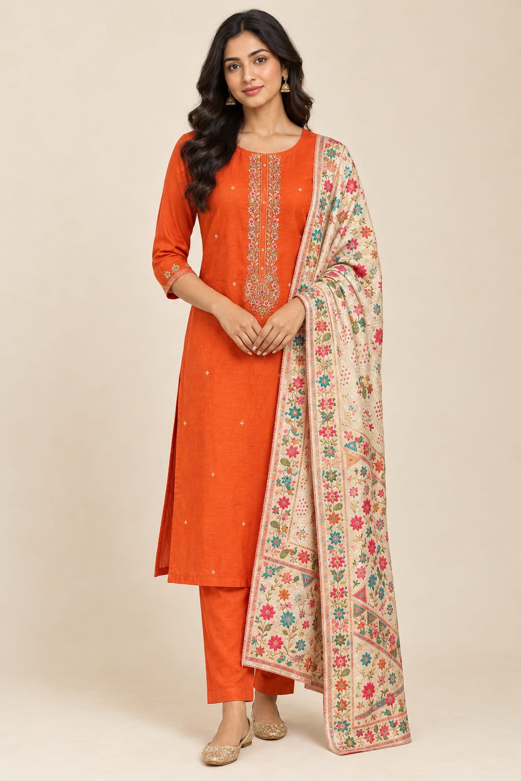Pure Silk Unstitched Suit Set with Dabka Zari Embroidery & Banarasi Dupatta