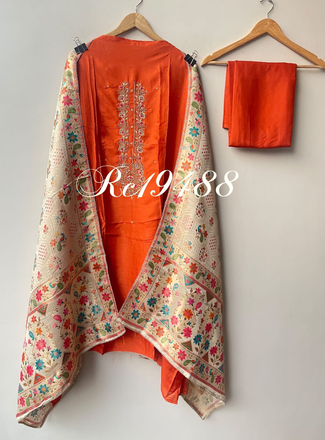 Pure Silk Unstitched Suit Set with Dabka Zari Embroidery & Banarasi Dupatta