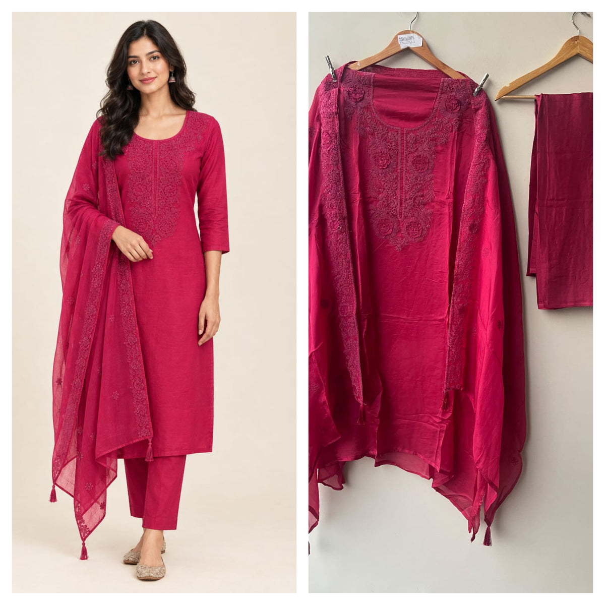 Organza Tuile Unstitched Suit Set with Resham Dori 3D Flowers Embroidery