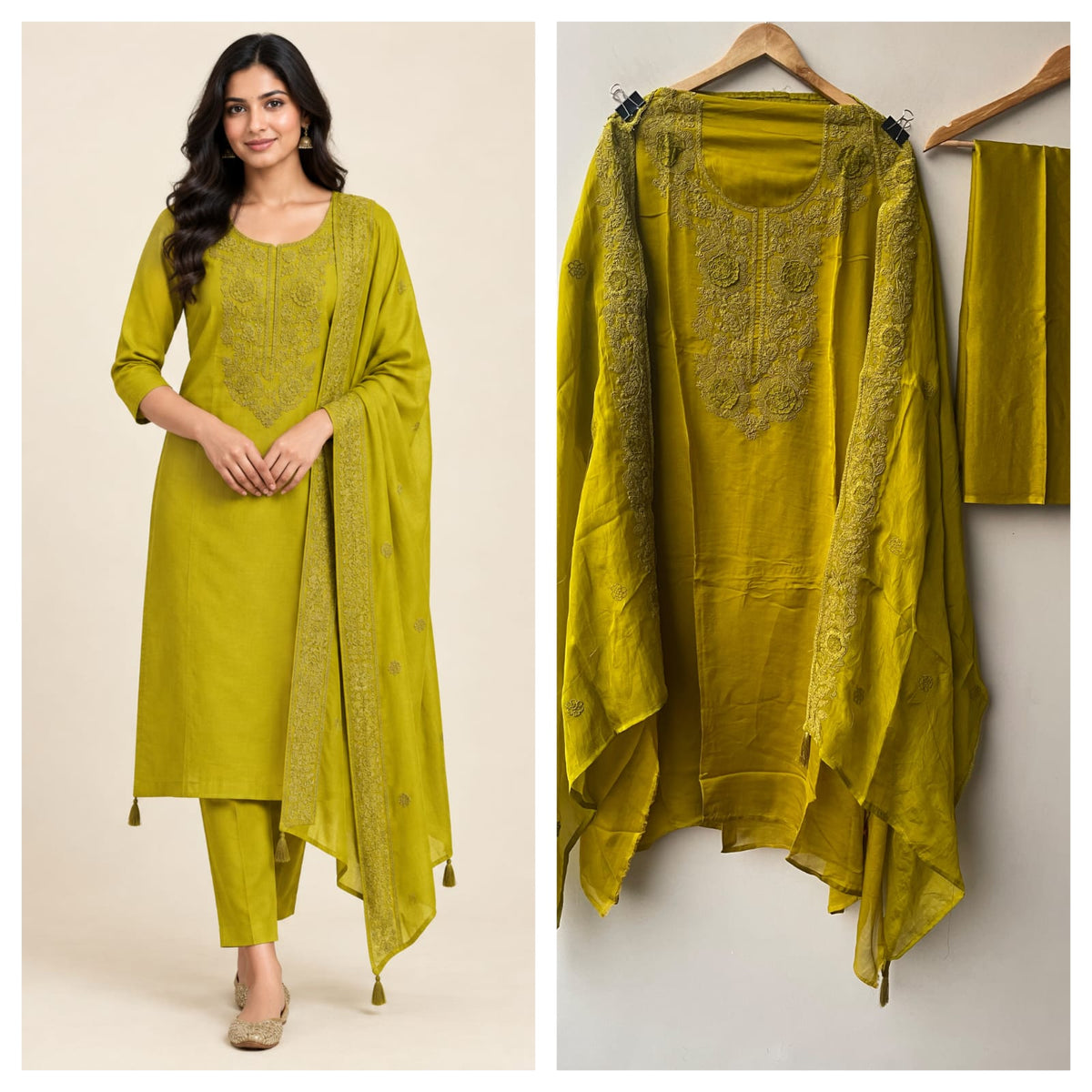 Organza Tuile Unstitched Suit Set with Resham Dori 3D Flowers Embroidery