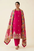 Pure Satin Crepe Unstitched Suit with Resham Zari Pearl Kutdanna & Banarasi Silk Dupatta