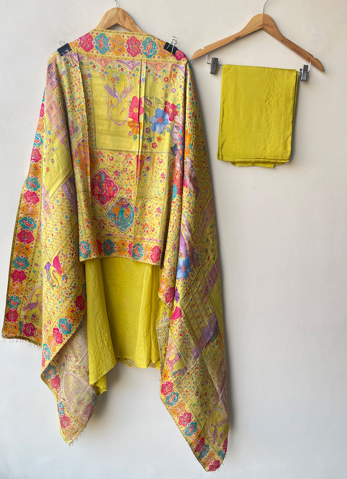 Pure Satin Crepe Unstitched Suit with Resham Zari Pearl Kutdanna & Banarasi Silk Dupatta