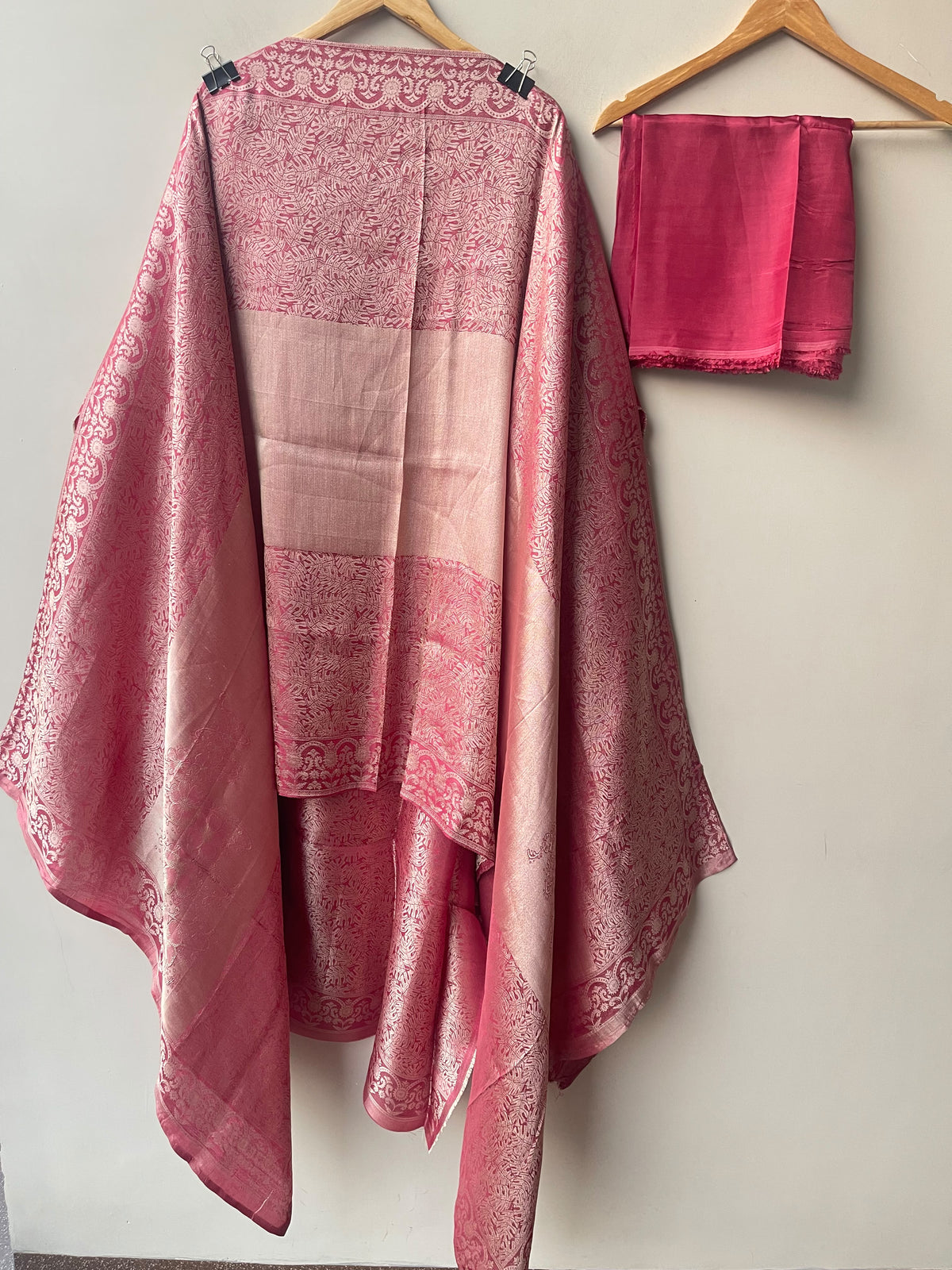 Pure Self Giraffe Silk Unstitched Suit Set with Dabka Kutdanna Embroidery