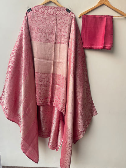 Pure Self Giraffe Silk Unstitched Suit Set with Dabka Kutdanna Embroidery