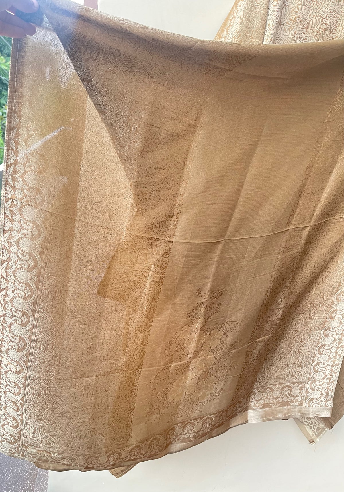 Pure Self Giraffe Silk Unstitched Suit Set with Dabka Kutdanna Embroidery
