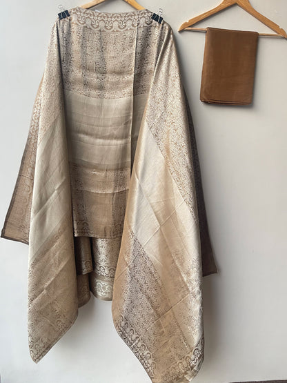 Pure Self Giraffe Silk Unstitched Suit Set with Dabka Kutdanna Embroidery