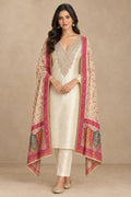 Pure Giraffe Silk Unstitched Suit with Dabka Zari Embroidery and Banarasi Dupatta