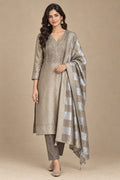 Pure Giraffe Silk Weaving Unstitched Suit with Hand Dabka Embroidery & Tassel Dupatta