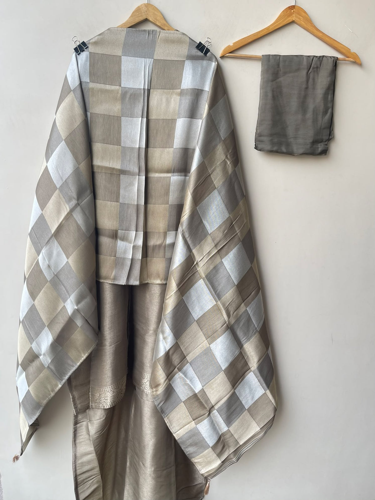 Pure Giraffe Silk Weaving Unstitched Suit with Hand Dabka Embroidery & Tassel Dupatta