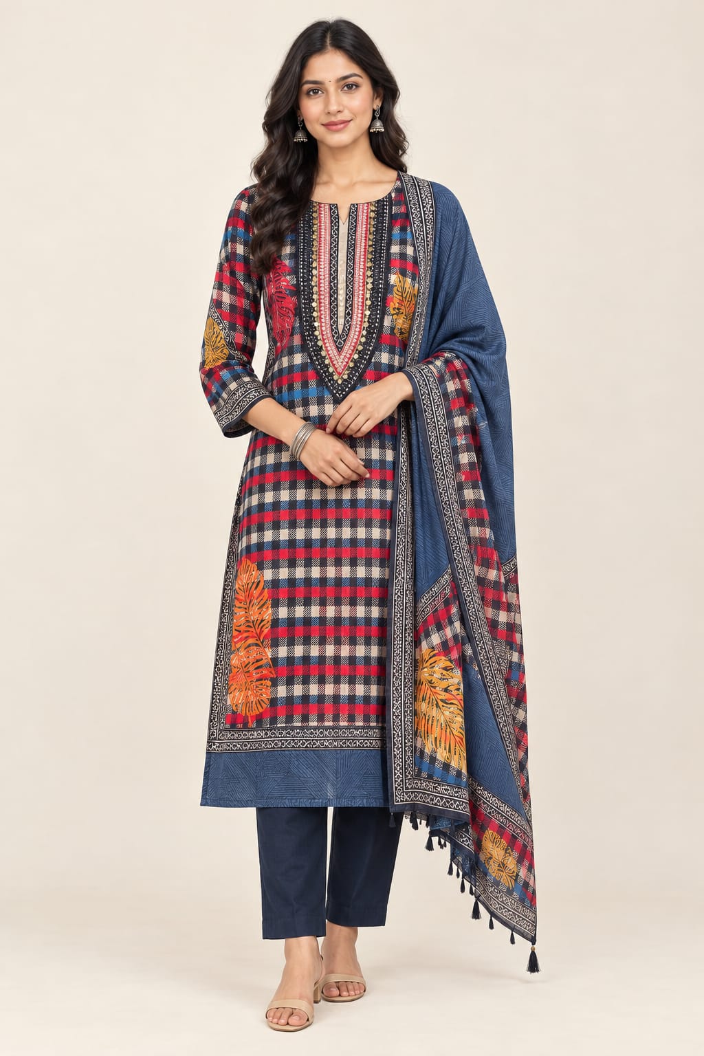 Glass Organza Printed Unstitched Suit with Coin Embroidery & Pearl Ghera Lace