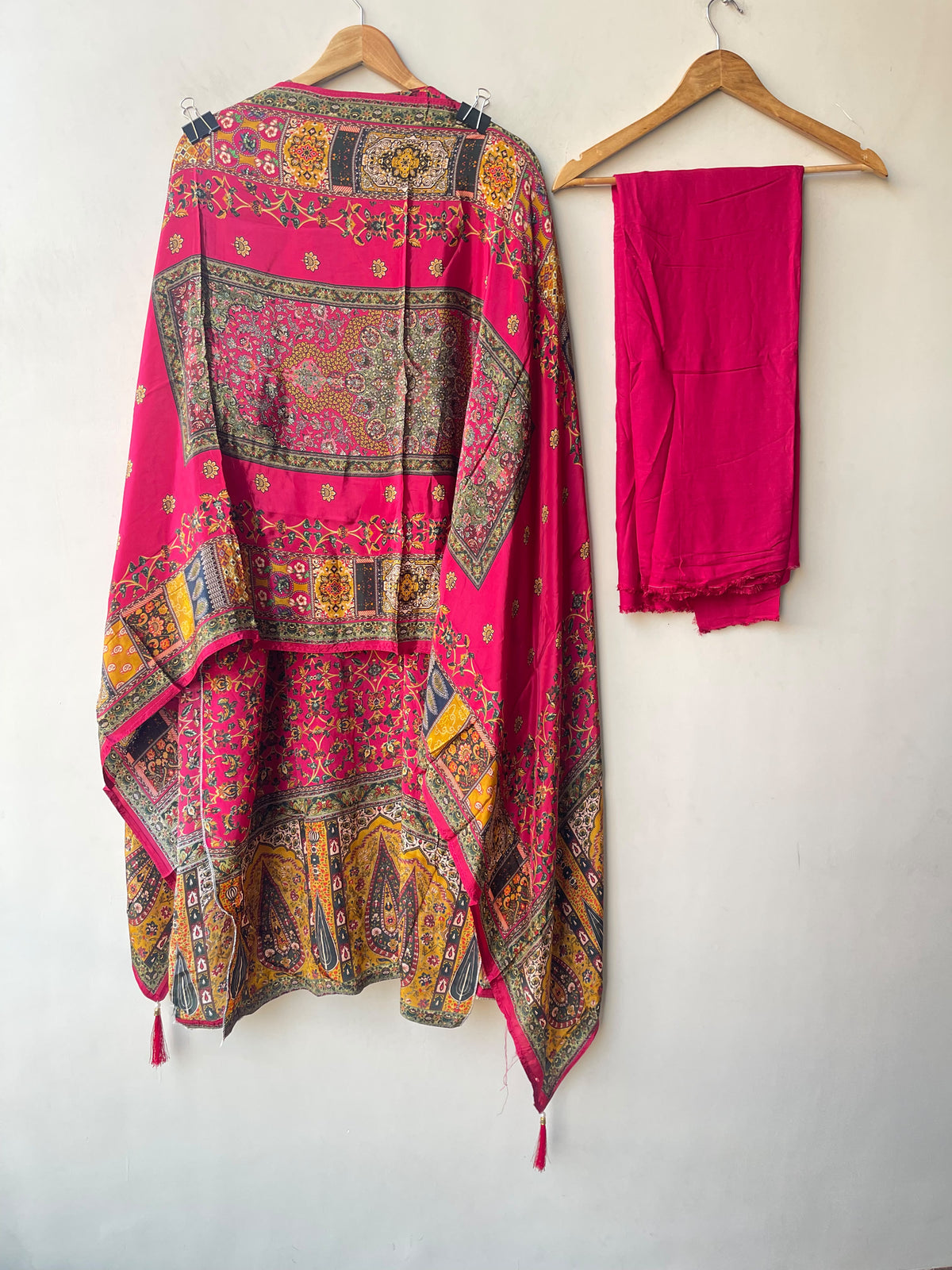 Satin Crepe Printed Unstitched Suit with Dabka Pearl Kutdanna Embroidery & Ghera Lace