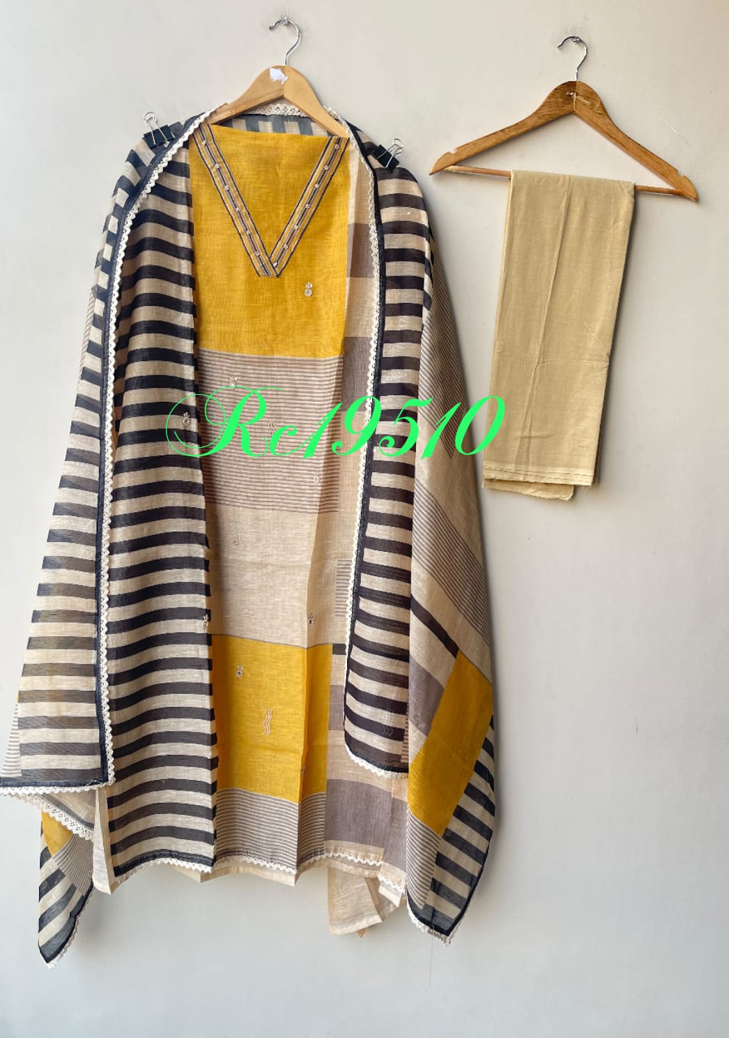 Super Soft Mul Chanderi Designer Unstitched Suit with Patri Moti Hand Embroidery & Printed Dupatta