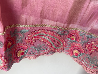 Pure Shimmer Silk Unstitched Suit Set with Resham Pearl Zari Embroidery & Swarowski Highlighting
