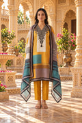 Mul Chanderi Printed Suit with Zari Neck Patchwork